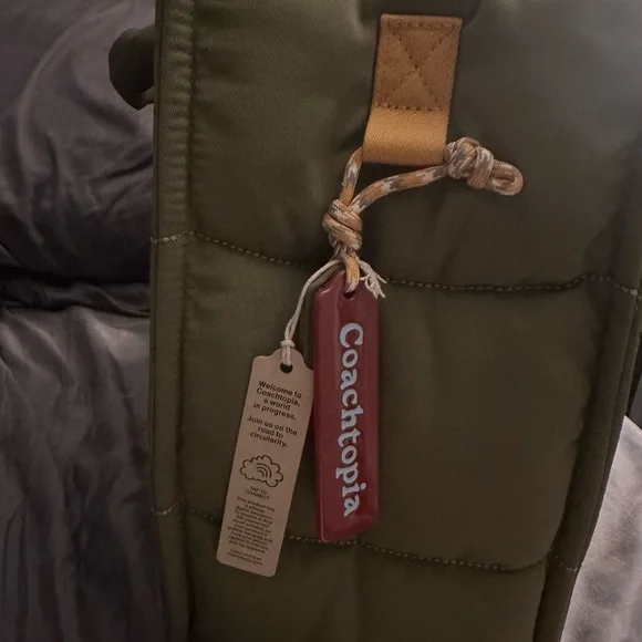 Coachtopia Olive Green Quilted Tote Bag - Picture 2 of 6